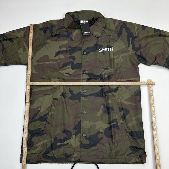 New Smith Men US M Coaches Jacket Snap Front Olive Camo Windbreaker Beimar - Picture 10 of 12